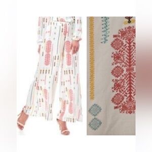 Jaime Hayon White and Red Embroidered Wide-Leg Pants